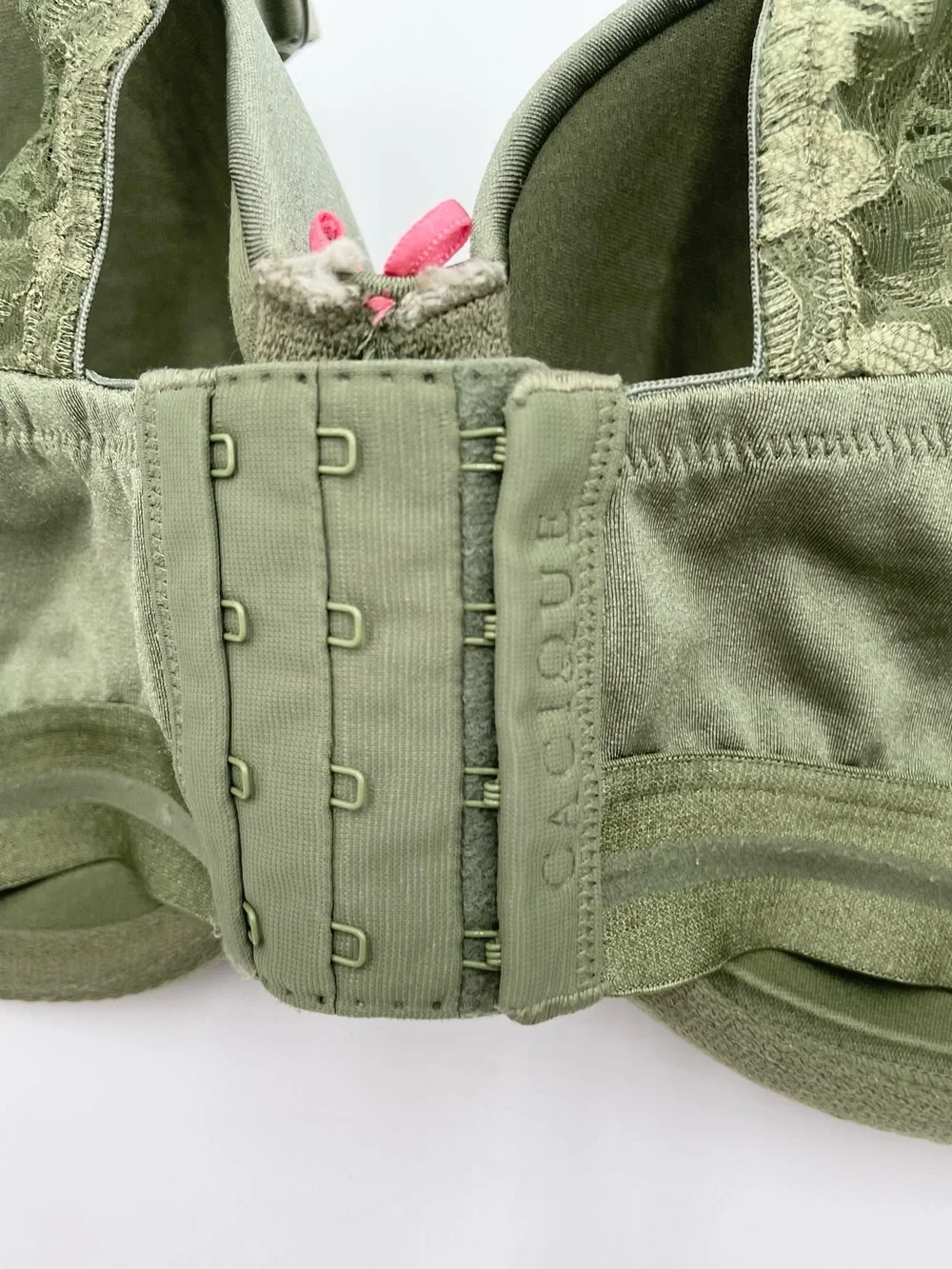 Cacique Women's Smooth Balconette Bra Size 38DDD Army Green Lace Strap Underwire